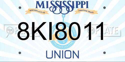 8KI8011 Mississippi License Plate