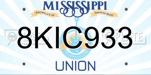 8KIC933 Mississippi License Plate