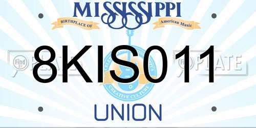 8KIS011 Mississippi License Plate