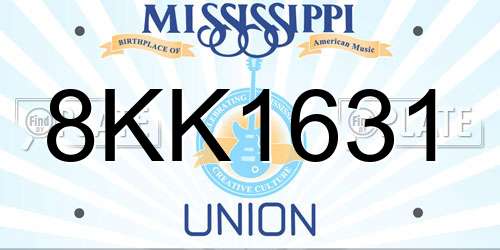 8KK1631 Mississippi License Plate
