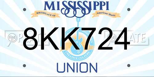 8KK724 Mississippi License Plate