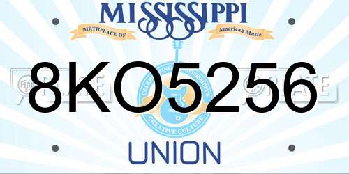 8KO5256 Mississippi License Plate