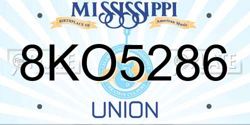 8KO5286 Mississippi License Plate