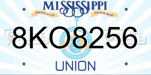 8KO8256 Mississippi License Plate