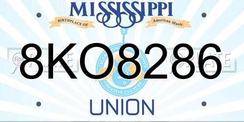 8KO8286 Mississippi License Plate