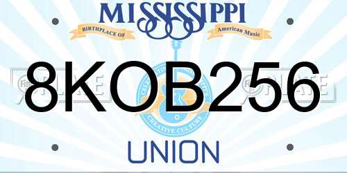 8KOB256 Mississippi License Plate