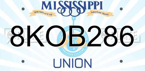 8KOB286 Mississippi License Plate