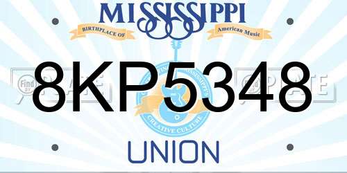 8KP5348 Mississippi License Plate