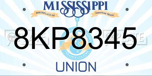 8KP8345 Mississippi License Plate