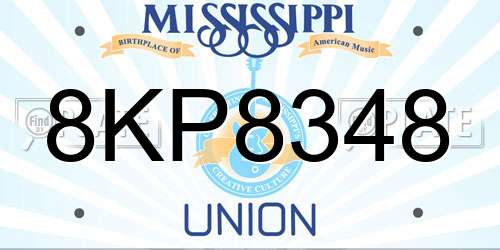 8KP8348 Mississippi License Plate
