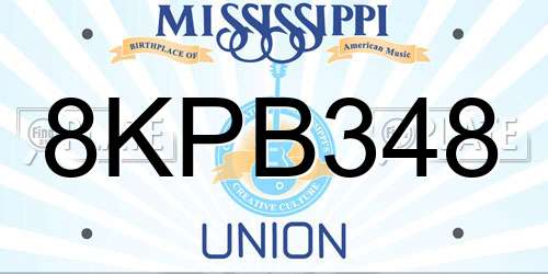 8KPB348 Mississippi License Plate