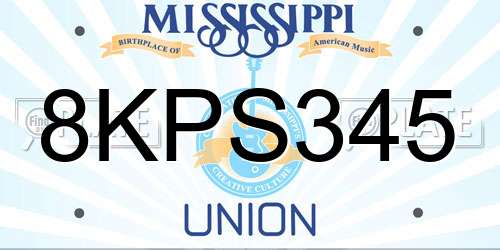 8KPS345 Mississippi License Plate