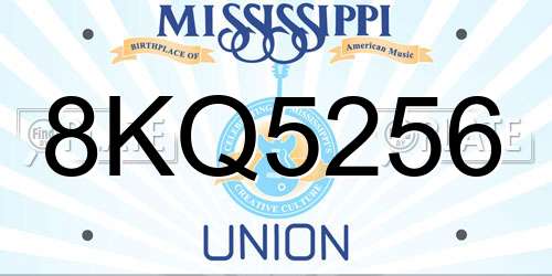 8KQ5256 Mississippi License Plate