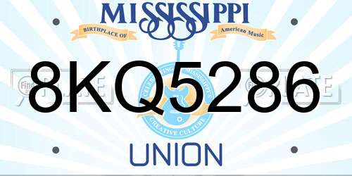8KQ5286 Mississippi License Plate