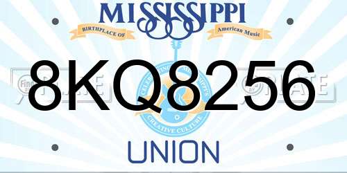 8KQ8256 Mississippi License Plate