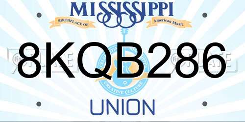 8KQB286 Mississippi License Plate