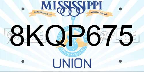 8KQP675 Mississippi License Plate