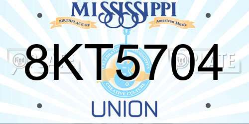 8KT5704 Mississippi License Plate