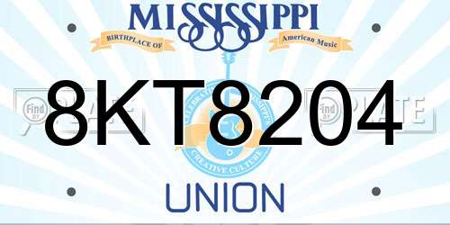 8KT8204 Mississippi License Plate