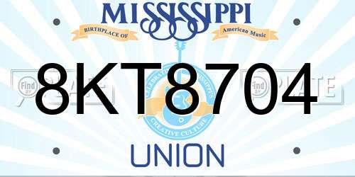 8KT8704 Mississippi License Plate