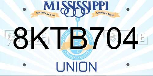 8KTB704 Mississippi License Plate
