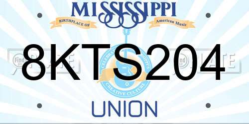 8KTS204 Mississippi License Plate