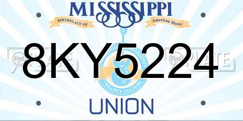 8KY5224 Mississippi License Plate