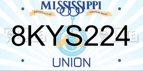 8KYS224 Mississippi License Plate