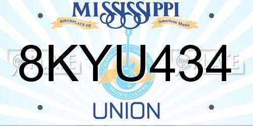 8KYU434 Mississippi License Plate