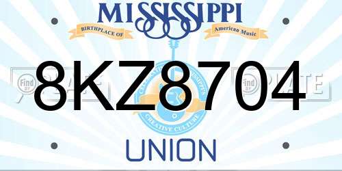 8KZ8704 Mississippi License Plate