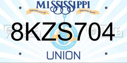 8KZS704 Mississippi License Plate