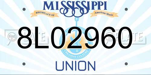8L02960 Mississippi License Plate