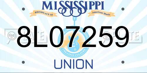 8L07259 Mississippi License Plate