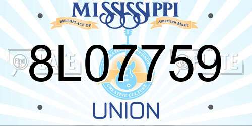 8L07759 Mississippi License Plate