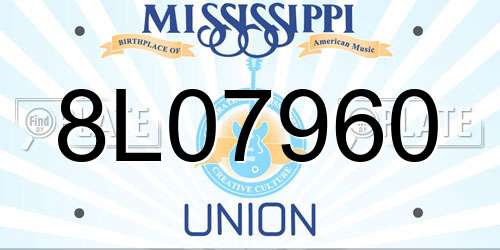 8L07960 Mississippi License Plate
