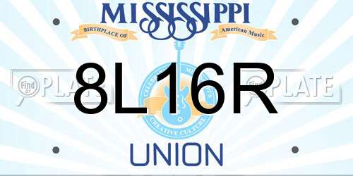 8L16R Mississippi License Plate