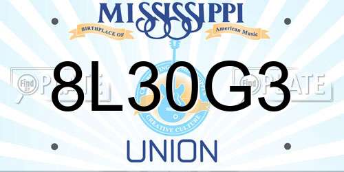8L30G3 Mississippi License Plate