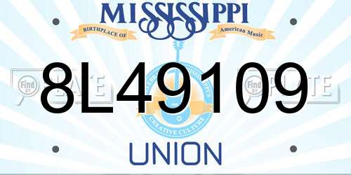 8L49109 Mississippi License Plate