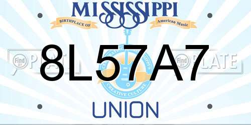 8L57A7 Mississippi License Plate