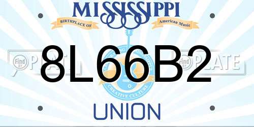 8L66B2 Mississippi License Plate
