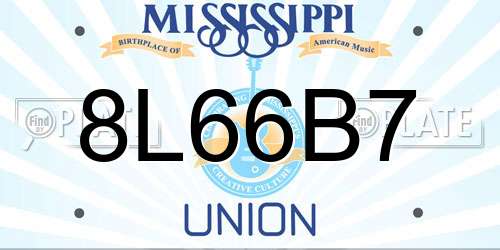 8L66B7 Mississippi License Plate
