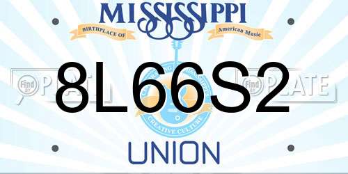 8L66S2 Mississippi License Plate
