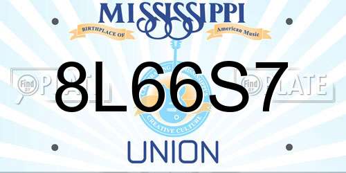 8L66S7 Mississippi License Plate