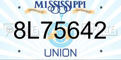 8L75642 Mississippi License Plate