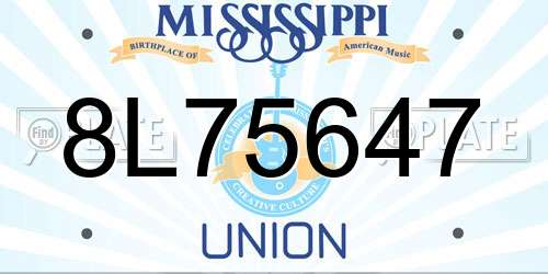 8L75647 Mississippi License Plate