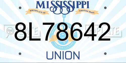 8L78642 Mississippi License Plate