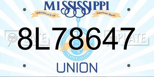 8L78647 Mississippi License Plate