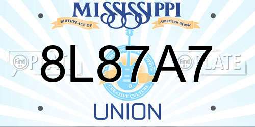 8L87A7 Mississippi License Plate