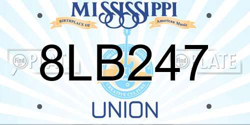 8LB247 Mississippi License Plate