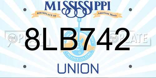 8LB742 Mississippi License Plate